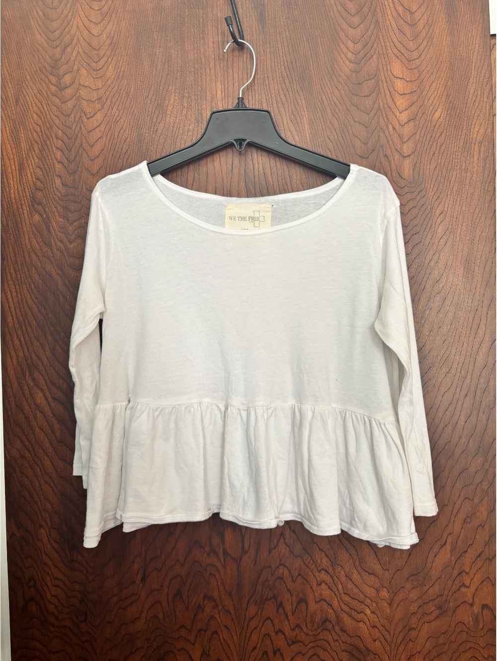 We The Free White Long Sleeve Peplum Top Size S/P